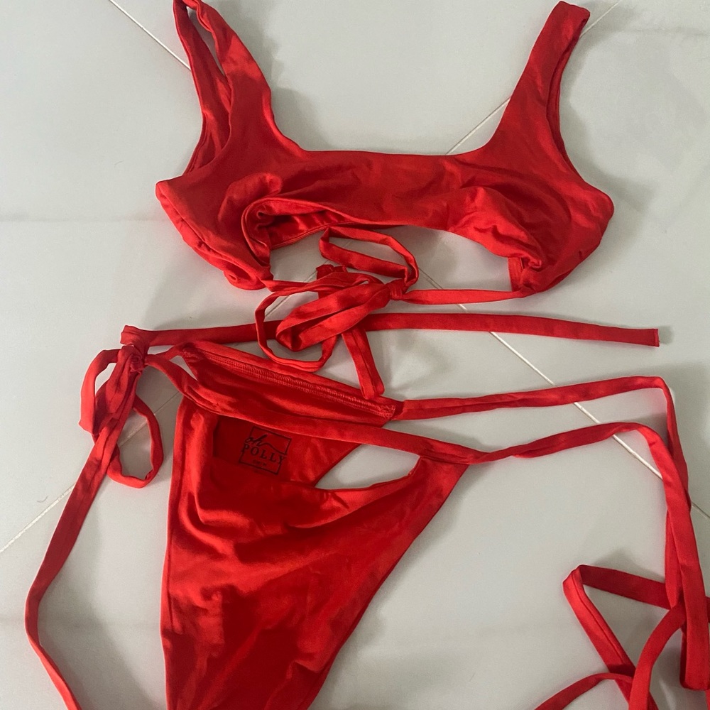 Cute two piece red bikini